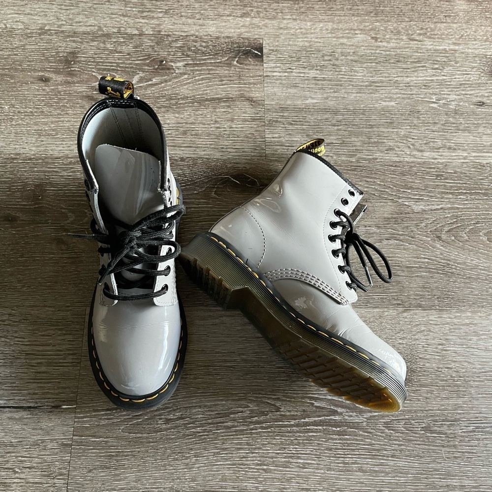 Grey Combat Boots with Black Laces